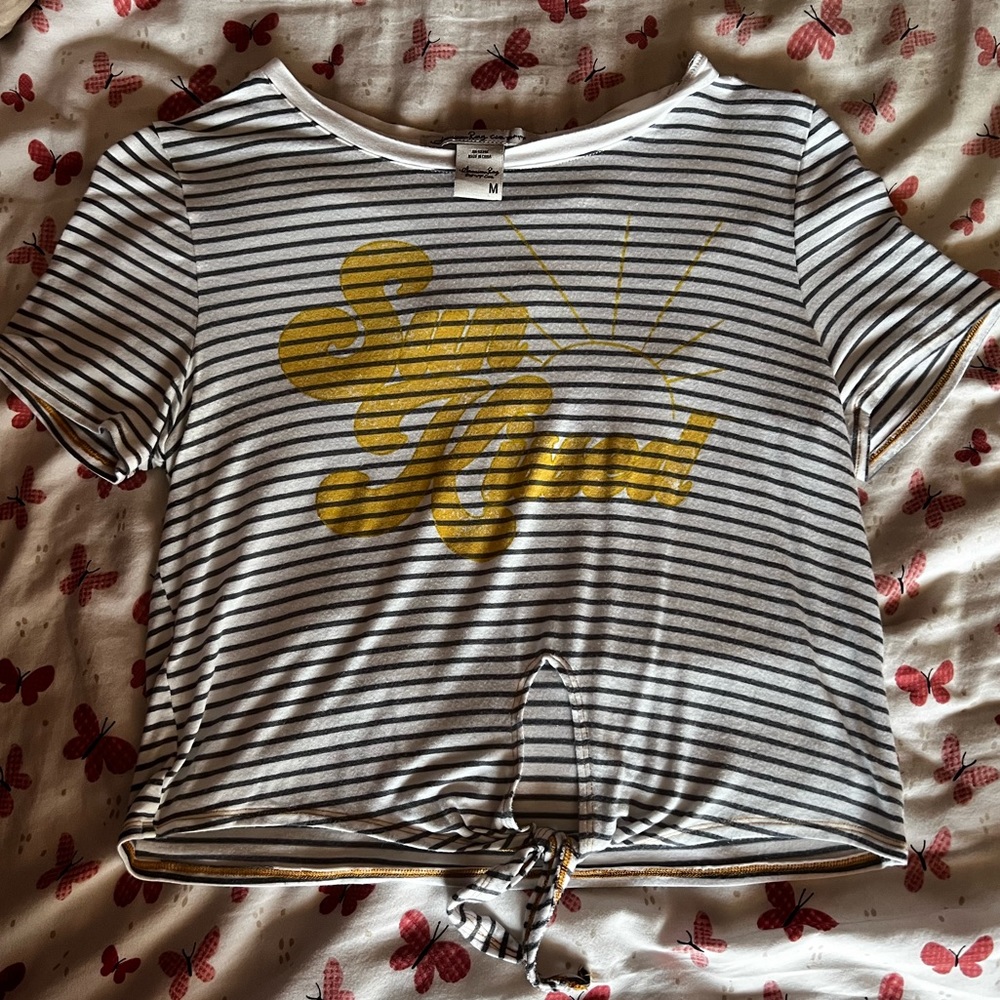 American Rag Cie Knot Front Shirt with Stripes